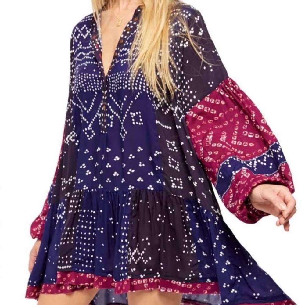 Free People Shibori Long sleeve tunic